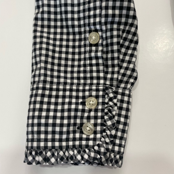 Vineyard Vines Long Sleeve Dress Shirt Frills Button Up Black & White Girls 14 - Picture 14 of 15